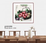 黃藝四尺斗方葡萄畫《碩果圖》