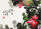 黃藝四尺斗方葡萄畫《碩果圖》