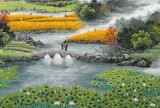 【已售】王友金 小八尺《壯麗山河》滿地黃金 和氣滿堂