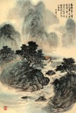 何實 四尺三開《雨后青山分外嬌》 吉林著名山水畫家