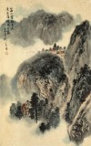 何實 四尺三開《溪山人家》 吉林著名山水畫家