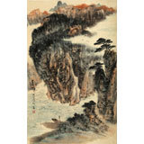 【已售】何實(shí) 四尺三開《暮歸》 吉林著名山水畫家