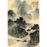 何實 四尺三開《雨后青山分外嬌》 吉林著名山水畫家