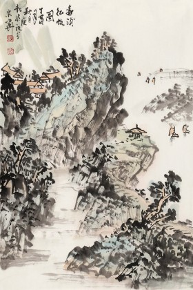 【已售】庾超然 四尺三開(kāi)《遠(yuǎn)浦征帆圖》 黃鶴樓書(shū)畫(huà)院院長(zhǎng)