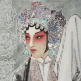 梁健 畫戲《國色天香》 當代百杰畫家 中美協會員 代表作花旦題材