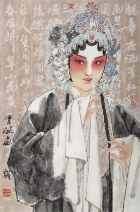 梁健 《戲韻丹青》 當(dāng)代百杰畫家 中美協(xié)會(huì)員 代表作花旦題材