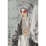 梁健 畫戲《國色天香》 當代百杰畫家 中美協會員 代表作花旦題材