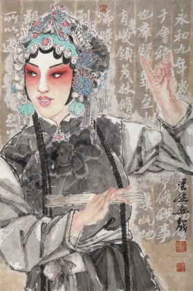 梁健 畫戲《俏花旦》 當(dāng)代百杰畫家 中美協(xié)會(huì)員 代表作花旦題材