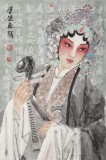 梁健 畫(huà)戲《惠風(fēng)和暢》 當(dāng)代百杰畫(huà)家 中美協(xié)會(huì)員 代表作花旦題材