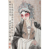 梁健 畫戲《一支花凝晨露》 當(dāng)代百杰畫家 代表作花旦題材