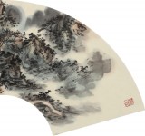 【已售】張建文 扇面《秋山煙林》 中美協會員 清華美院高研班導師