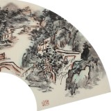 【已售】張建文 扇面《縱橫湖山》 中美協會員 清華美院高研班導師