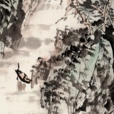 【已售】庾超然 四尺三開《野水閑舟》 黃鶴樓書畫院院長