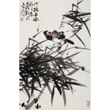 【已售】柳常學 四尺三開《竹報平安》 中國書畫家協會理事
