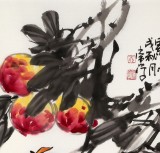 【已售】柳常學 四尺三開《碩果累累》 中國書畫家協會理事