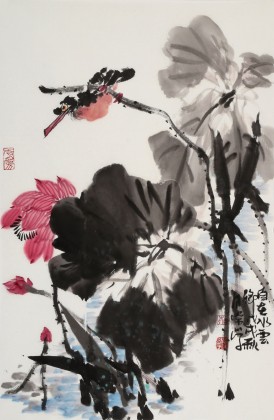 【已售】柳常學 四尺三開《自在水云鄉》 中國美協會員