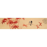 皇甫小喜 四尺對開《竹香新雨后》 河南著名花鳥畫家