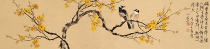 【已售】皇甫小喜 四尺對開《梅雪爭春》 河南著名花鳥畫家