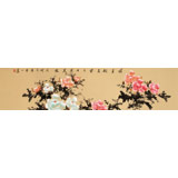 【已售】皇甫小喜 四尺對(duì)開《今日看花來(lái)》 河南著名花鳥畫家