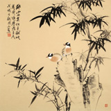 【已售】皇甫小喜 四尺斗方《竹石圖》 河南著名花鳥畫家