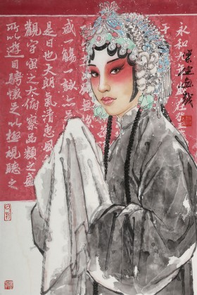 梁健 《蘭亭雅韻》 當代百杰畫家 中美協會員 代表作花旦題材