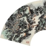 【已售】張建文 扇面《縱橫煙雨》中美協會員 清華美院高研班導師