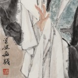 梁健 《菊香》 當代百杰畫家 中美協會員 代表作花旦題材