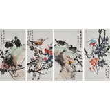 邢書波 四條屏《春意濃》 中美協(xié)會(huì)員 清華美院創(chuàng)作班導(dǎo)師（詢價(jià)）