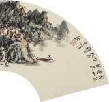 【已售】張建文 扇面《秀色云林》中美協會員 清華美院高研班導師