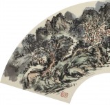 【已售】張建文 扇面《秀色云林》中美協會員 清華美院高研班導師