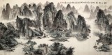 八尺國畫山水《煙江帆影》