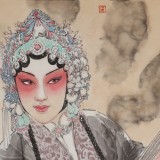 【已售】梁健 《妙韻丹青》 當代百杰畫家 中美協會員 代表作花旦題材