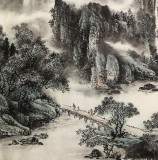 八尺國畫山水《煙江帆影》