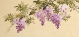 【已售】皇甫小喜 四尺對開《紫藤花開》 河南著名花鳥畫家