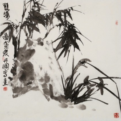 陳丹暉 四尺斗方《雙清圖》 江蘇省美協會員 清華美院助教