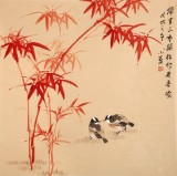 皇甫小喜 四尺斗方《竹報平安》 河南著名花鳥畫家