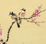 皇甫小喜 四尺斗方《梅中雙雀》 河南著名花鳥(niǎo)畫(huà)家