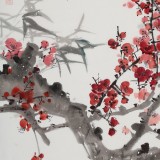 【已售】梁景欣 三尺報喜圖《喜上眉梢》 學院派畫家