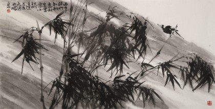 陳丹暉 四尺精品《雨中聽竹知秋意》 江蘇省美協會員 清華美院助教