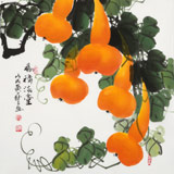 【已售】黃藝三尺斗方招財辟邪葫蘆畫《福祿滿堂》