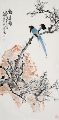 【已售】梁景欣 三尺《報春圖》 學院派畫家