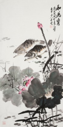 【已售】梁景欣 三尺《和為貴》 學院派畫家
