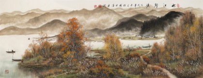周佑林 小六尺《秋江鄉渡》微信（詢價）價優