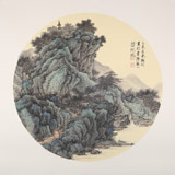 吳顯剛卡紙團扇《攜琴訪友》 貴州七星關美協主席