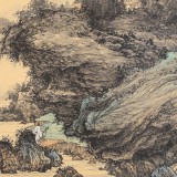 吳顯剛卡紙團扇《秋山訪賢》 貴州七星關美協主席