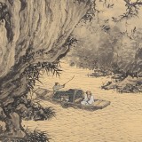 吳顯剛卡紙團扇《湖山泛舟》 貴州七星關美協主席