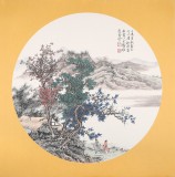 【已售】吳顯剛卡紙團扇《竹屋秋清圖》 貴州七星關美協主席