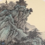 吳顯剛卡紙團扇《攜琴訪友》 貴州七星關美協主席
