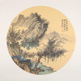 【已售】吳顯剛 卡紙團扇《溪山論道》 貴州七星關美協主席