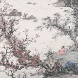 吳顯剛卡紙團扇《觀瀑圖》